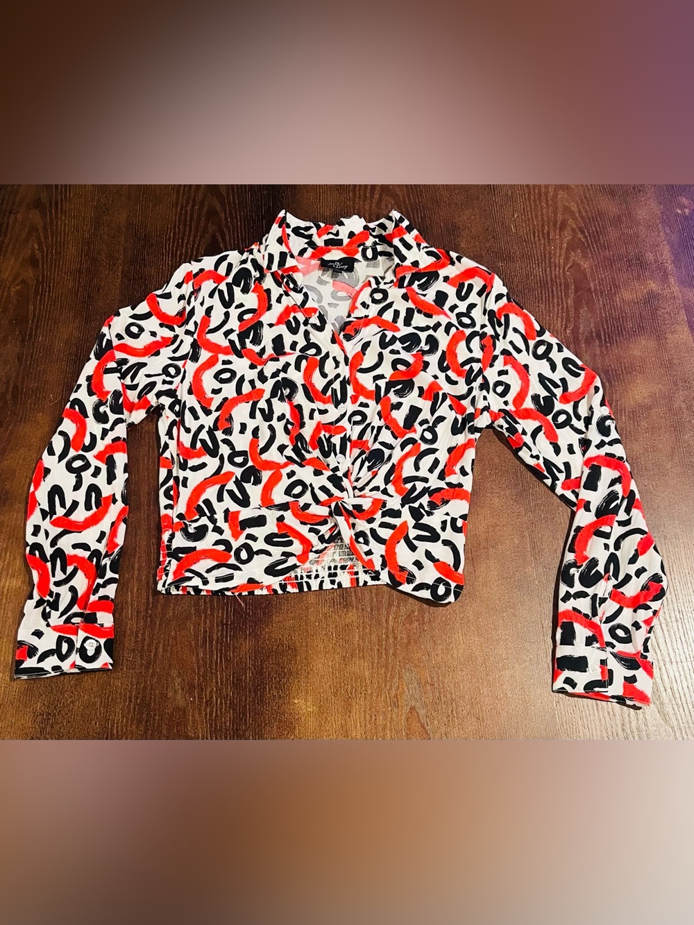 Milk & Honey Abstract Print Twist Front Blouse Size M